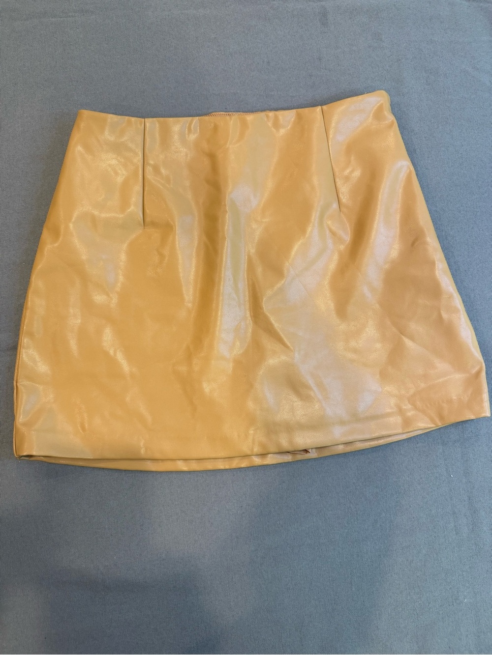 Abercrombie & Fitch Women's Vegan Leather Mini Skirt Fall Camel Tan Size Small